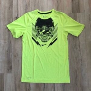Nike Men's Bright Yellow Graphic Football Skull Tee